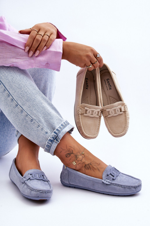 Semišové mokasíny v modrej farbe Rabell