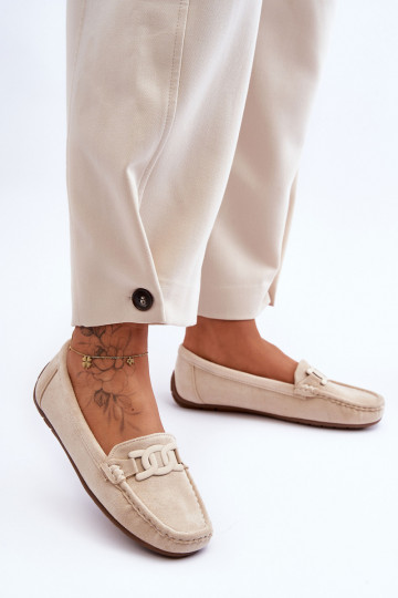 Semišové mokasíny béžovej farby Rabell