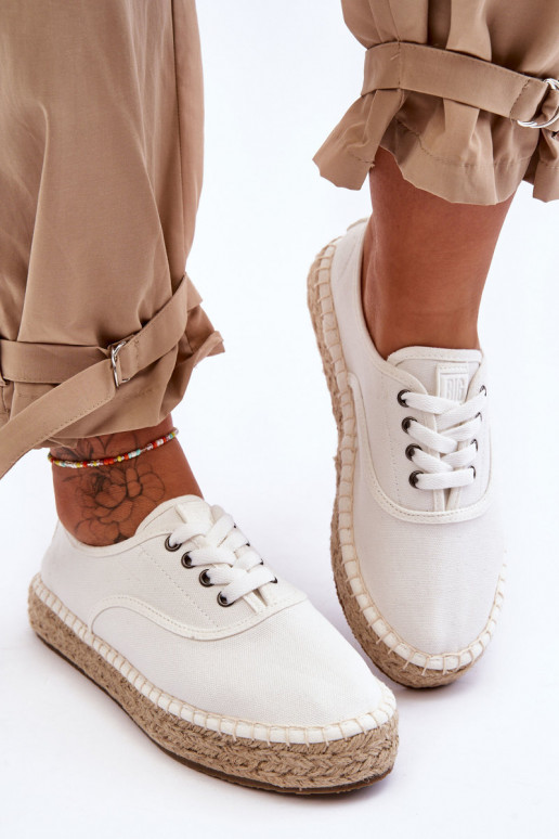 šnurovacie voľnočasové topánky espadrilky Big Star LL274833 bielej farby šnurovacie voľnočasové topánky espadrilky Big Star LL274833 bielej farby