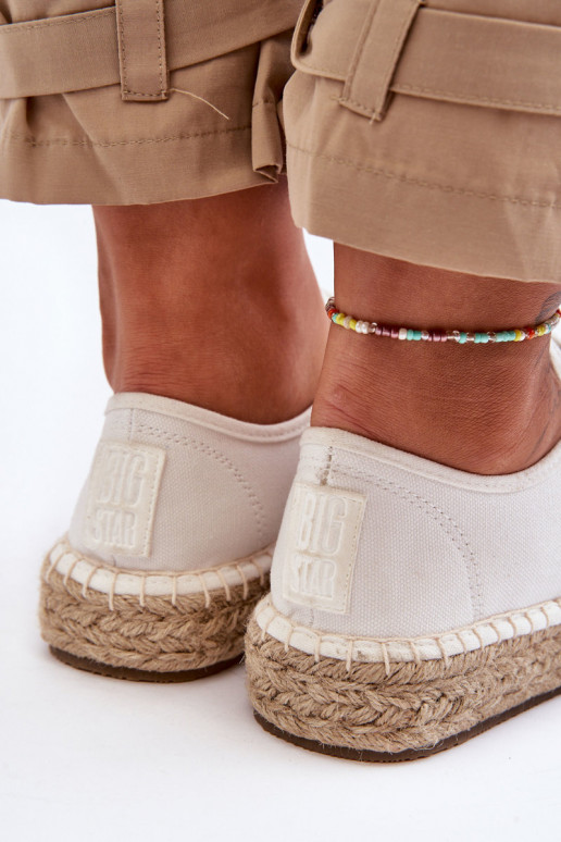 šnurovacie voľnočasové topánky espadrilky Big Star LL274833 bielej farby šnurovacie voľnočasové topánky espadrilky Big Star LL274833 bielej farby