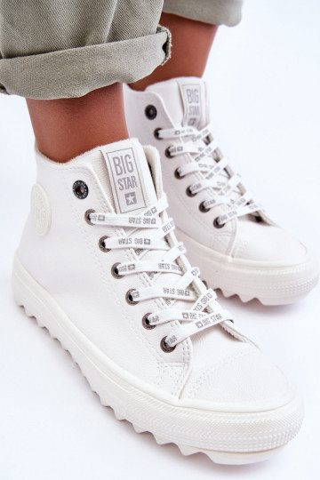 Voľnočasová obuv Big Star zateplená biela farba GG274108