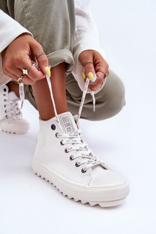 Voľnočasová obuv Big Star zateplená biela farba GG274108