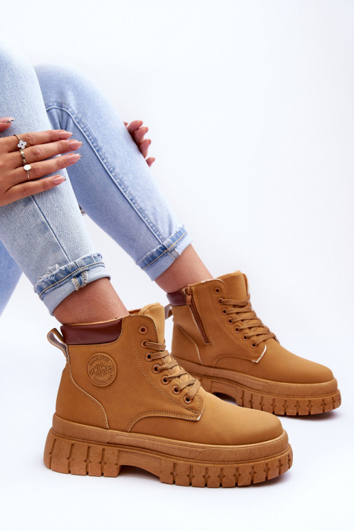 topánky na platforme v hnedej farbe Calys topánky na platforme v hnedej farbe Calys