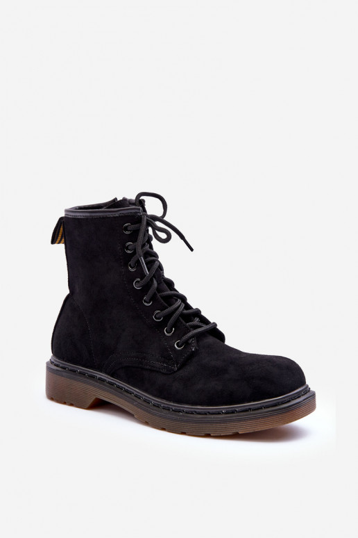 Semišové čižmy čižmy na širokých podpätkoch čiernej farby Asteoris Semišové čižmy čižmy na širokých podpätkoch čiernej farby Asteoris