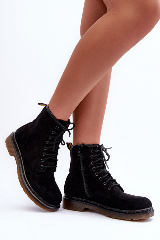 Semišové čižmy čižmy na širokých podpätkoch čiernej farby Asteoris Semišové čižmy čižmy na širokých podpätkoch čiernej farby Asteoris