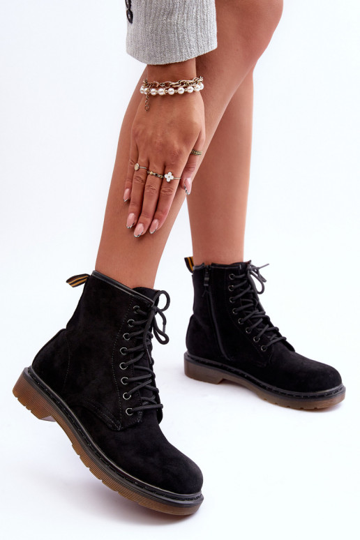 Semišové čižmy čižmy na širokých podpätkoch čiernej farby Asteoris Semišové čižmy čižmy na širokých podpätkoch čiernej farby Asteoris