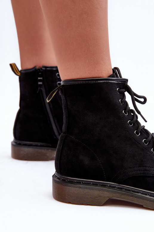 Semišové čižmy čižmy na širokých podpätkoch čiernej farby Asteoris Semišové čižmy čižmy na širokých podpätkoch čiernej farby Asteoris