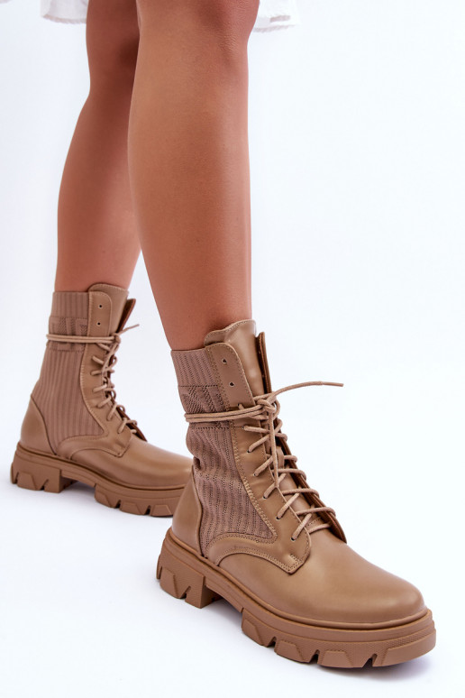 členkové čižmy so šnúrkami béžovej Marlissa členkové čižmy so šnúrkami béžovej Marlissa