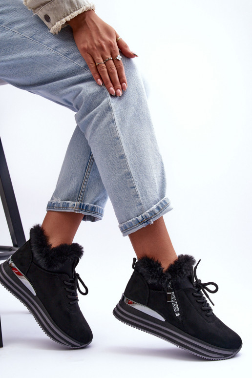 tenisky na platforme s kožušinkou v čiernej farbe Jamarie tenisky na platforme s kožušinkou v čiernej farbe Jamarie