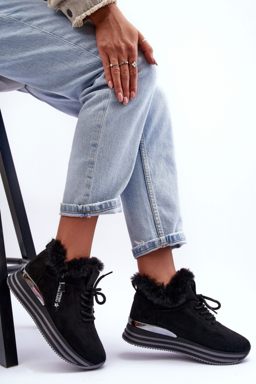 tenisky na platforme s kožušinkou v čiernej farbe Jamarie tenisky na platforme s kožušinkou v čiernej farbe Jamarie