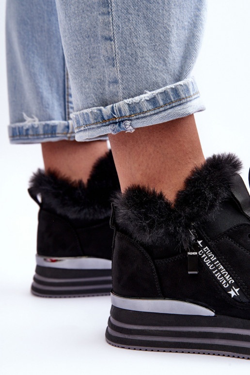 tenisky na platforme s kožušinkou v čiernej farbe Jamarie tenisky na platforme s kožušinkou v čiernej farbe Jamarie