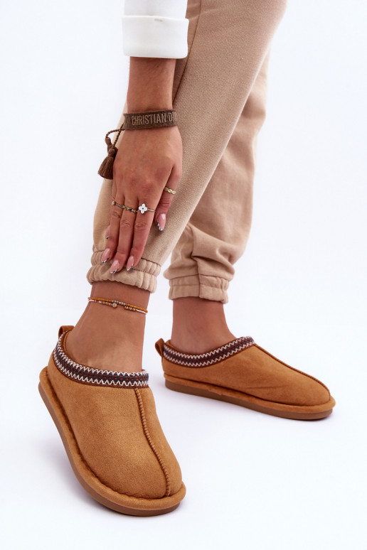 hnedé semišové papuče Polinna s kožušinkou hnedé semišové papuče Polinna s kožušinkou
