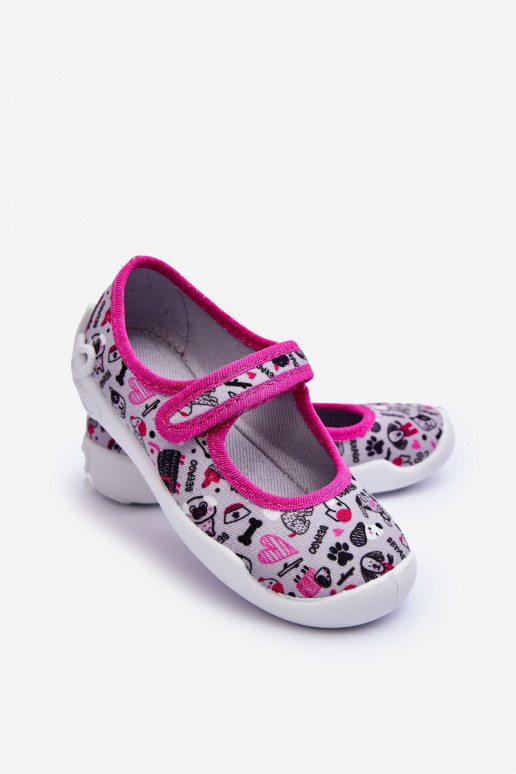 Detské papuče/balerínky Befado 114X521 šedo-ružovej farby Detské papuče/balerínky Befado 114X521 šedo-ružovej farby