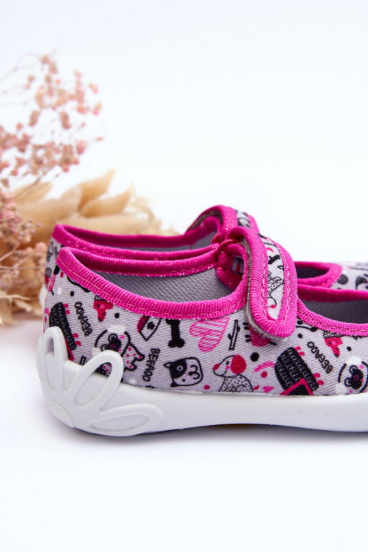 Detské papuče/balerínky Befado 114X521 šedo-ružovej farby Detské papuče/balerínky Befado 114X521 šedo-ružovej farby