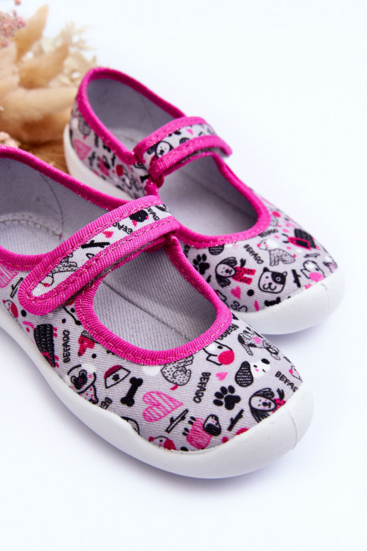 Detské papuče/balerínky Befado 114X521 šedo-ružovej farby Detské papuče/balerínky Befado 114X521 šedo-ružovej farby