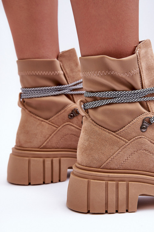 Semišové topánky so šnúrkami v béžovej farbe Acorn