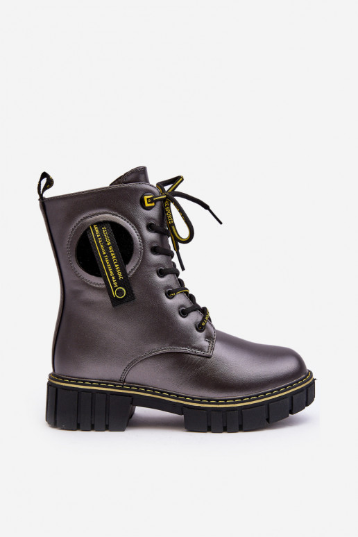 Teplé detské topánky sivá farba Iomare Teplé detské topánky sivá farba Iomare