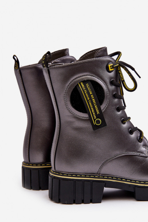 Teplé detské topánky sivá farba Iomare Teplé detské topánky sivá farba Iomare