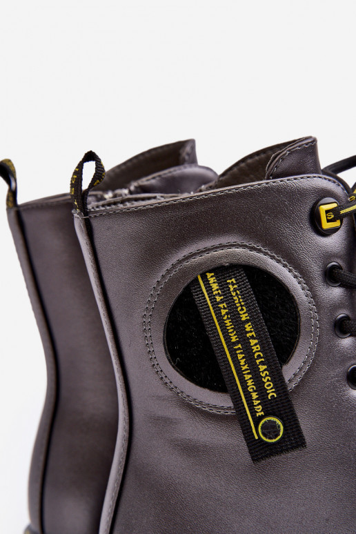 Teplé detské topánky sivá farba Iomare Teplé detské topánky sivá farba Iomare