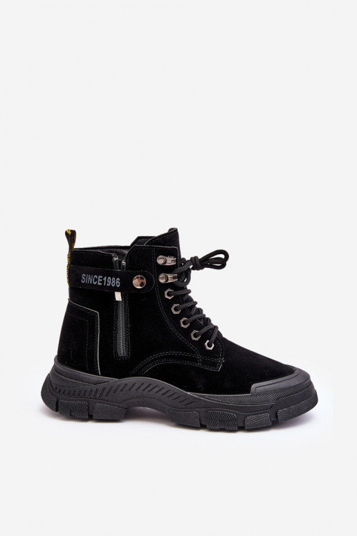 vyteplené zo semišu Dámske čižmy čiernej farby Jailina vyteplené zo semišu Dámske čižmy čiernej farby Jailina