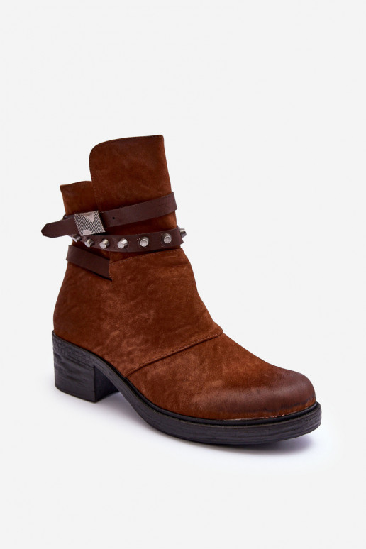 oteplené Čižmy na podpätku v hnedej farbe Effie oteplené Čižmy na podpätku v hnedej farbe Effie