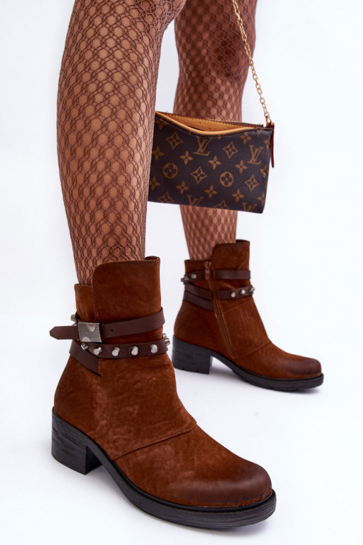 oteplené Čižmy na podpätku v hnedej farbe Effie oteplené Čižmy na podpätku v hnedej farbe Effie