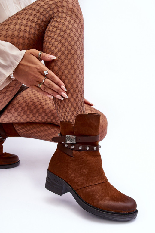 oteplené Čižmy na podpätku v hnedej farbe Effie oteplené Čižmy na podpätku v hnedej farbe Effie