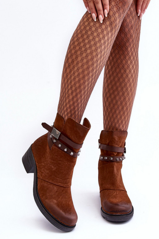 oteplené Čižmy na podpätku v hnedej farbe Effie oteplené Čižmy na podpätku v hnedej farbe Effie