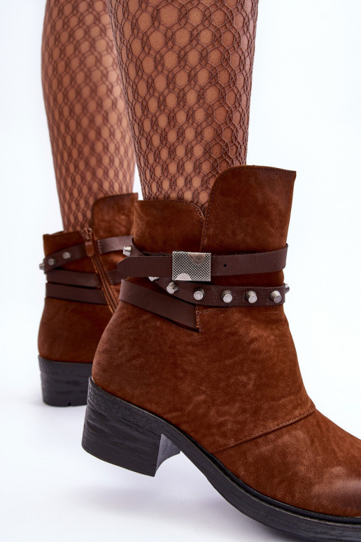 oteplené Čižmy na podpätku v hnedej farbe Effie oteplené Čižmy na podpätku v hnedej farbe Effie