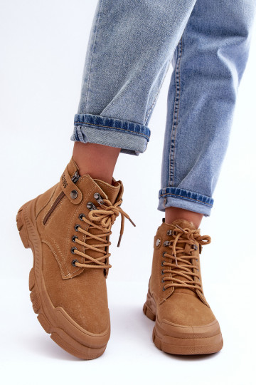 oteplené zo semišu Dámske čižmy hnedej farby Jailina 2