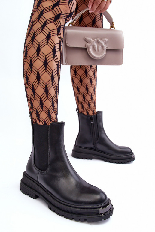 štýlové čižmy na širokých podpätkoch a platforme v čiernej farbe Linestta štýlové čižmy na širokých podpätkoch a platforme v čiernej farbe Linestta