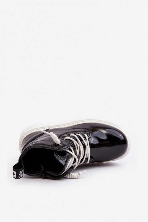 zateplené efektom laku Čižmy Detské Big Star MM374147 čiernej farby
