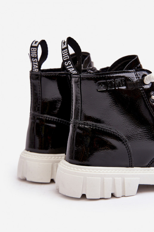 zateplené efektom laku Čižmy Detské Big Star MM374147 čiernej farby
