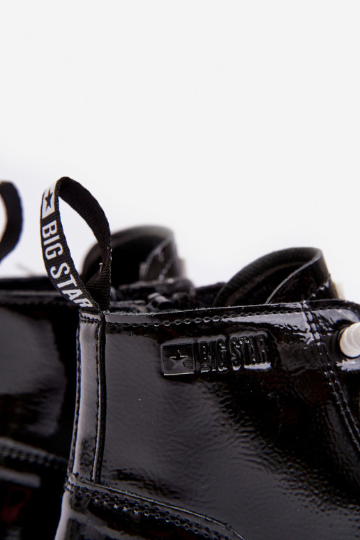 zateplené efektom laku Čižmy Detské Big Star MM374147 čiernej farby