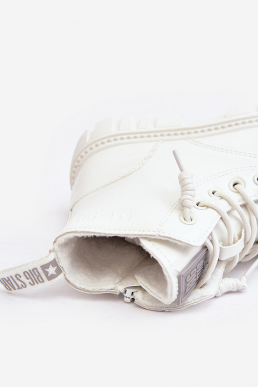 zateplené efektom laku Čižmy Detské Big Star MM374142 bielej farby