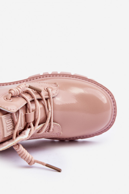 zateplené efektom laku Čižmy Detské Big Star MM374144 ružovej farby zateplené efektom laku Čižmy Detské Big Star MM374144 ružovej farby