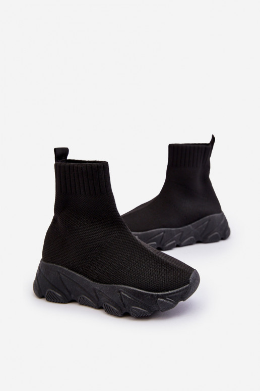 s topánkami typu ponožky Detské tenisky čiernej farby Zaelin s topánkami typu ponožky Detské tenisky čiernej farby Zaelin