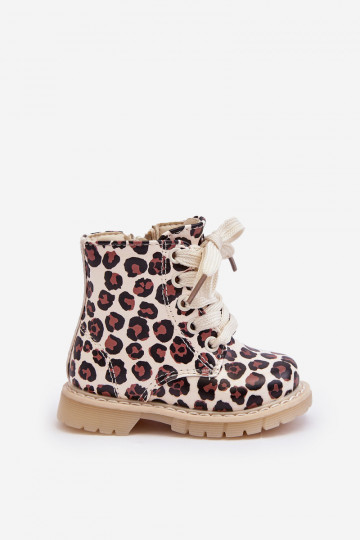 oteplené Detské čižmy na zips béžovo-hnedej farby Dolida 2