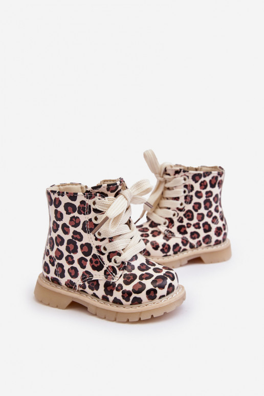 oteplené Detské čižmy na zips béžovo-hnedej farby Dolida oteplené Detské čižmy na zips béžovo-hnedej farby Dolida