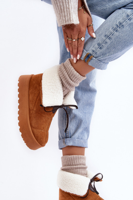 snehule s platformou s vyhrievaním v hnedej farbe Olimuka snehule s platformou s vyhrievaním v hnedej farbe Olimuka