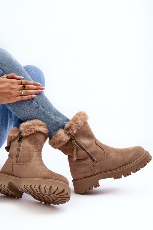 Semišové čižmy s kožušinou béžovej farby Hasiva Semišové čižmy s kožušinou béžovej farby Hasiva