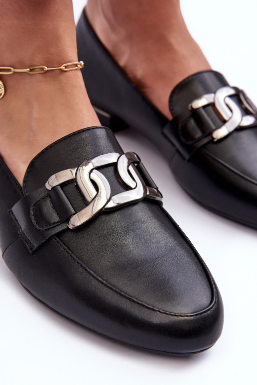 dámske mokasíny s ornamentami v čiernej farbe Camilena