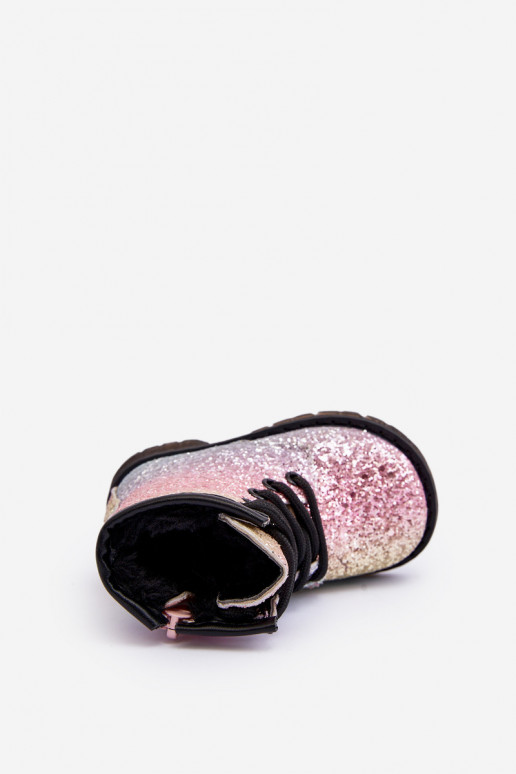 Detské čižmy s leskom Zateplené na zips v rôznych farbách Saussa