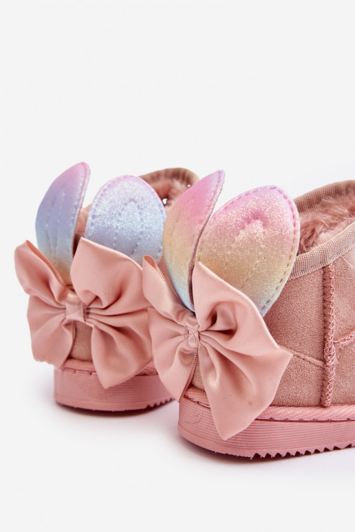 Detské vyteplené snehule so stuhami ružová Meriva