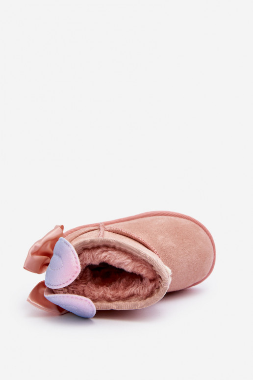 Detské vyteplené snehule so stuhami ružová Meriva