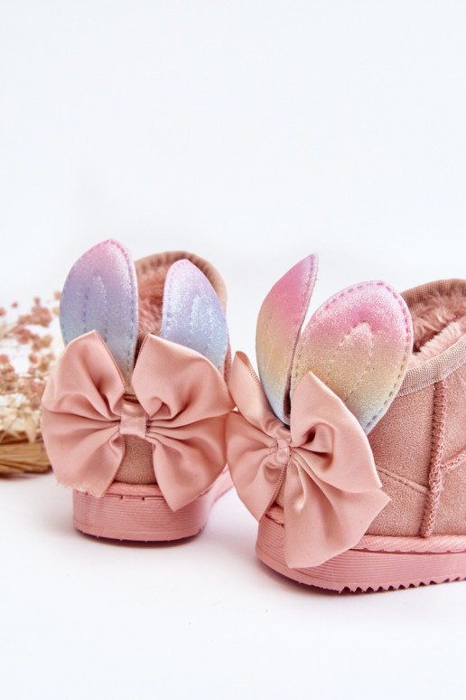 Detské vyteplené snehule so stuhami ružová Meriva