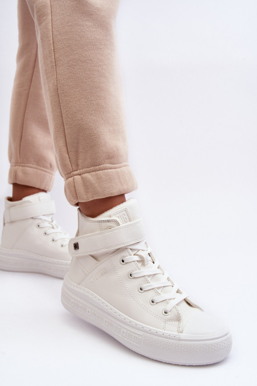 Zateplené voľnočasové topánky s platformou Big Star bielej farby MM274006