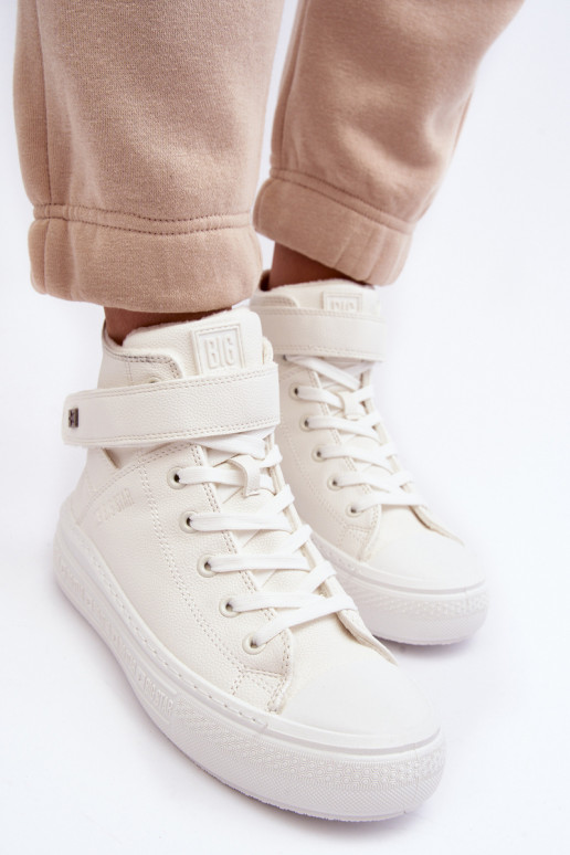 Zateplené voľnočasové topánky s platformou Big Star bielej farby MM274006