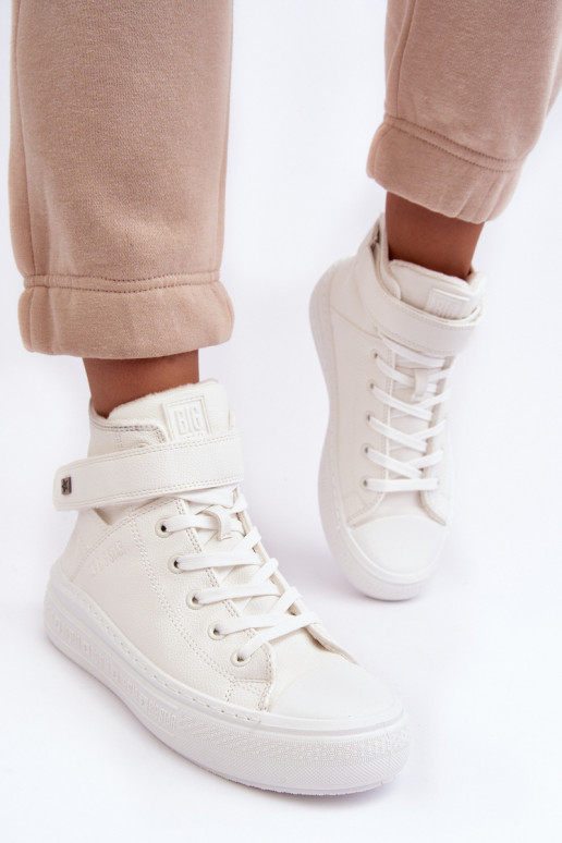 Zateplené voľnočasové topánky s platformou Big Star bielej farby MM274006