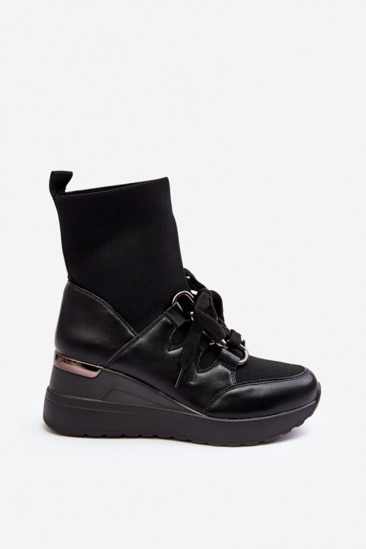 Čižmy s ponožkovou podrážkou v čiernej farbe Helladina Čižmy s ponožkovou podrážkou v čiernej farbe Helladina